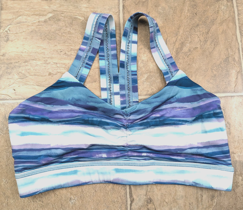 Handful sz L Y Back Sports Bra tie dye print colorful not padded racerback 1739